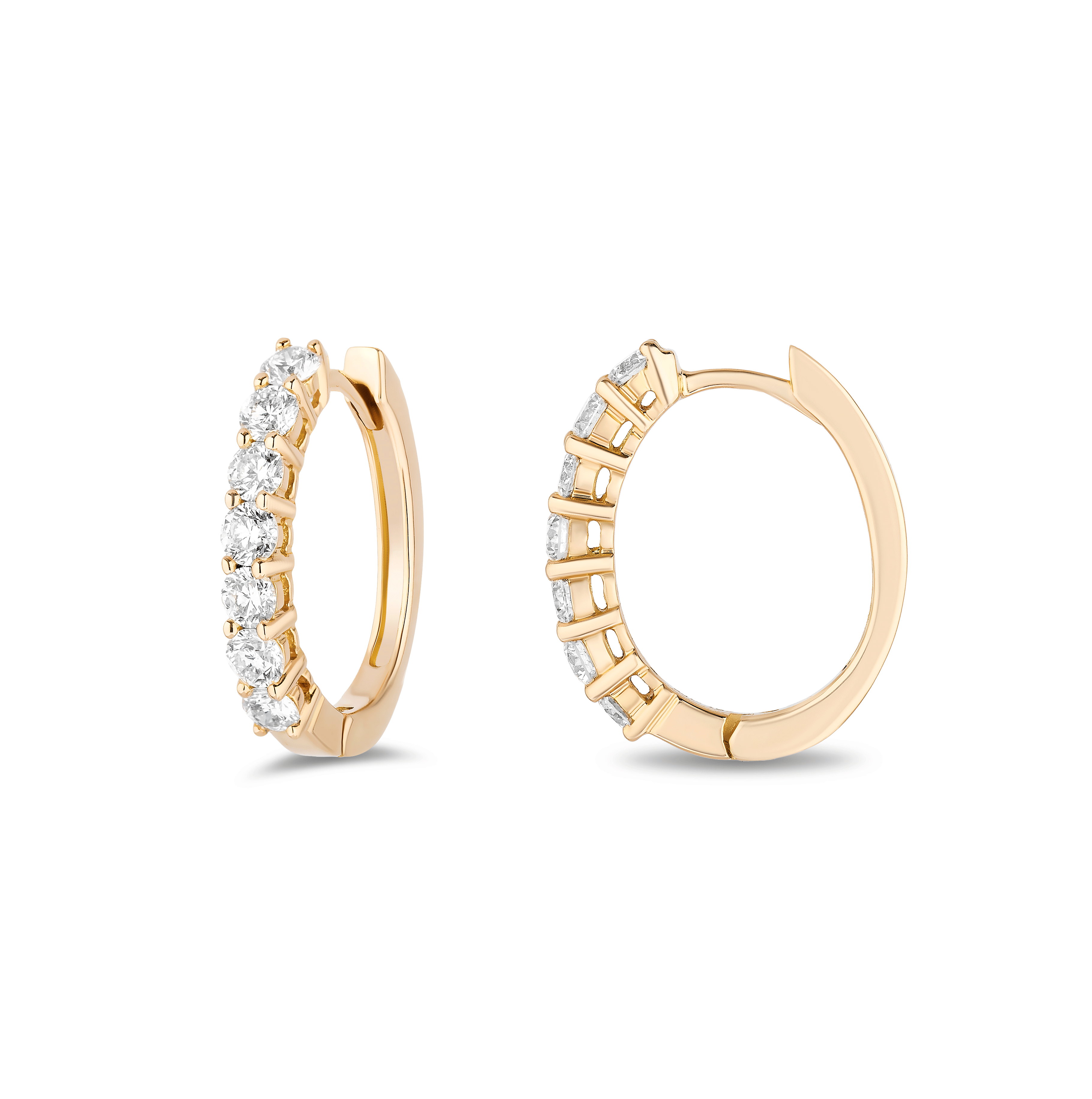 Sabel Collection Round Diamond Oval Huggie Hoop Earrings