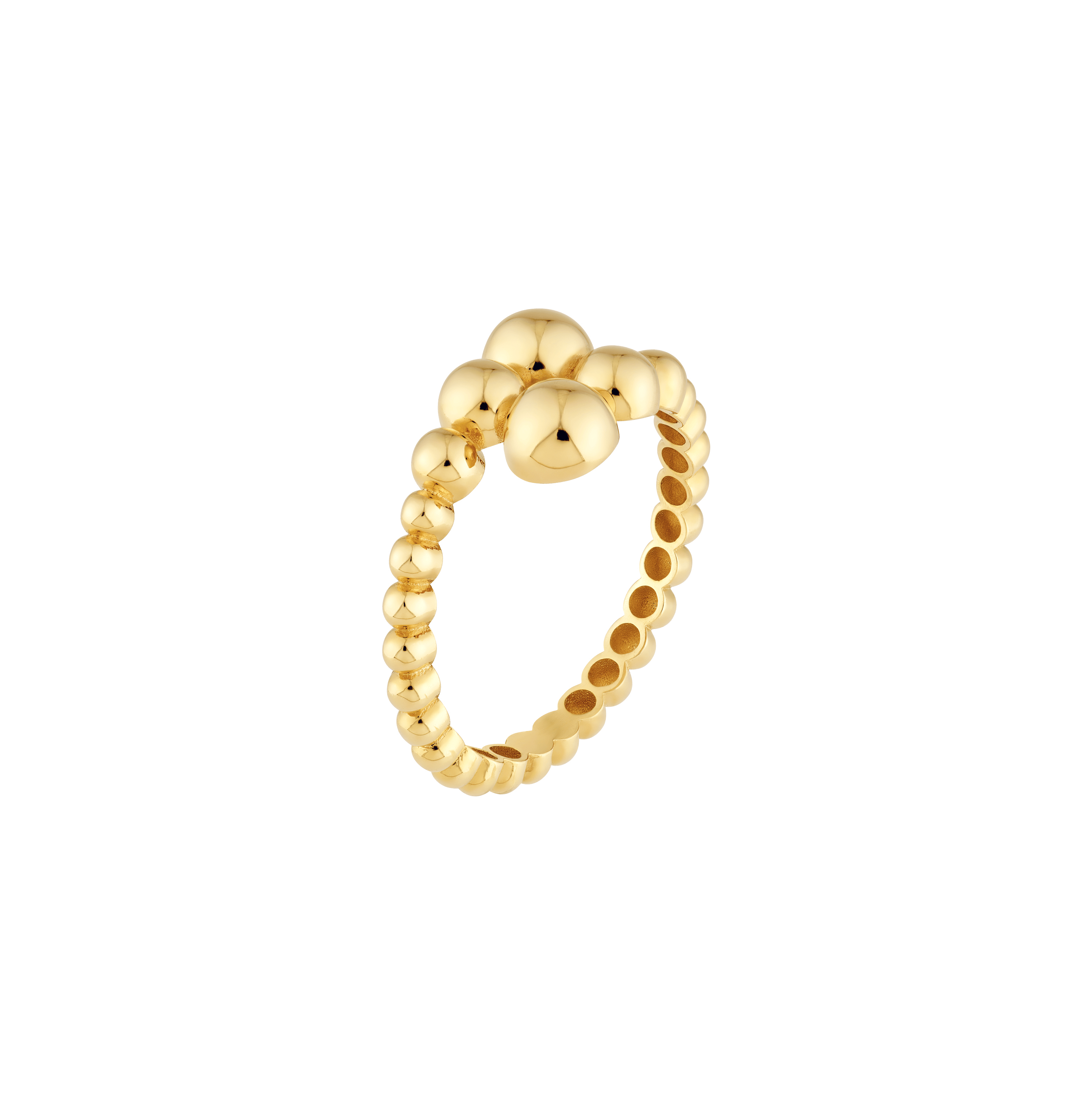 Sabel Collection Yellow Gold Beaded Bypass Ring