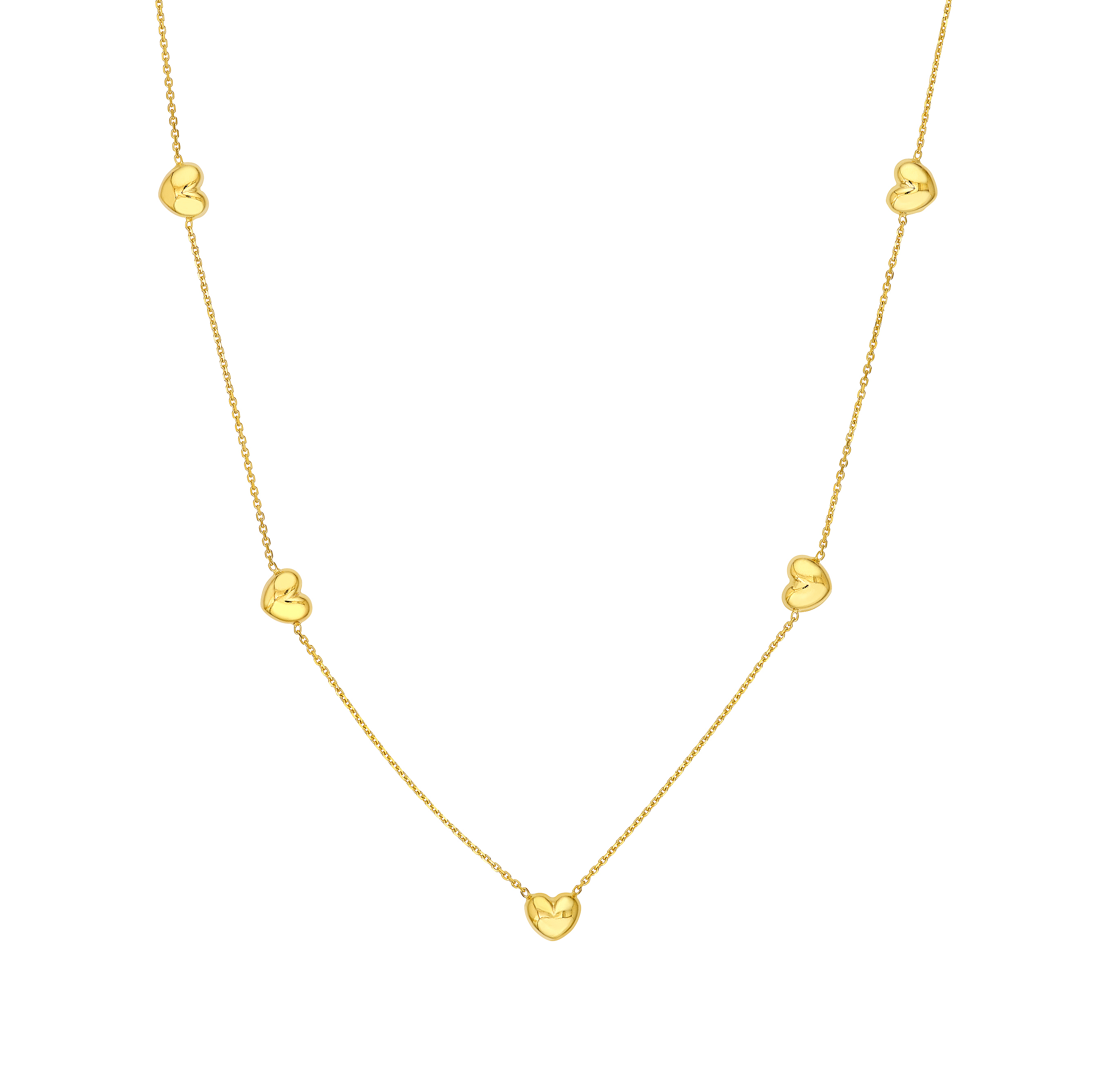 Sabel Collection Yellow Gold Heart Station Necklace