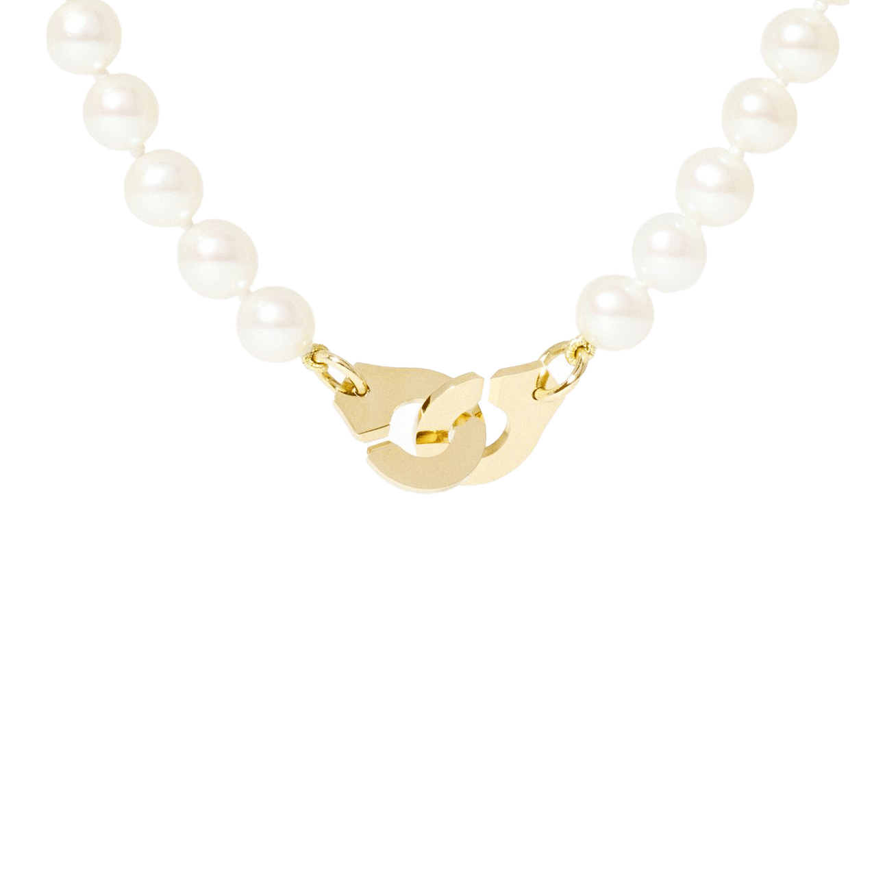 Dinh Van Menottes Yellow Gold Pearl Small Necklace