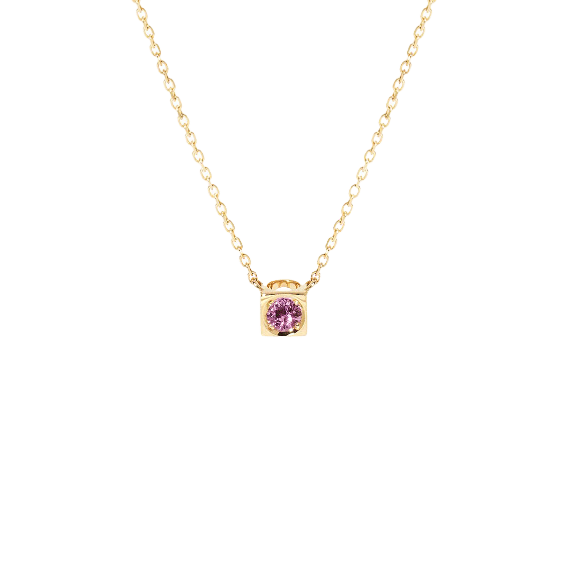 Dinh Van Le Cube Yellow Gold Pink Sapphire Necklace