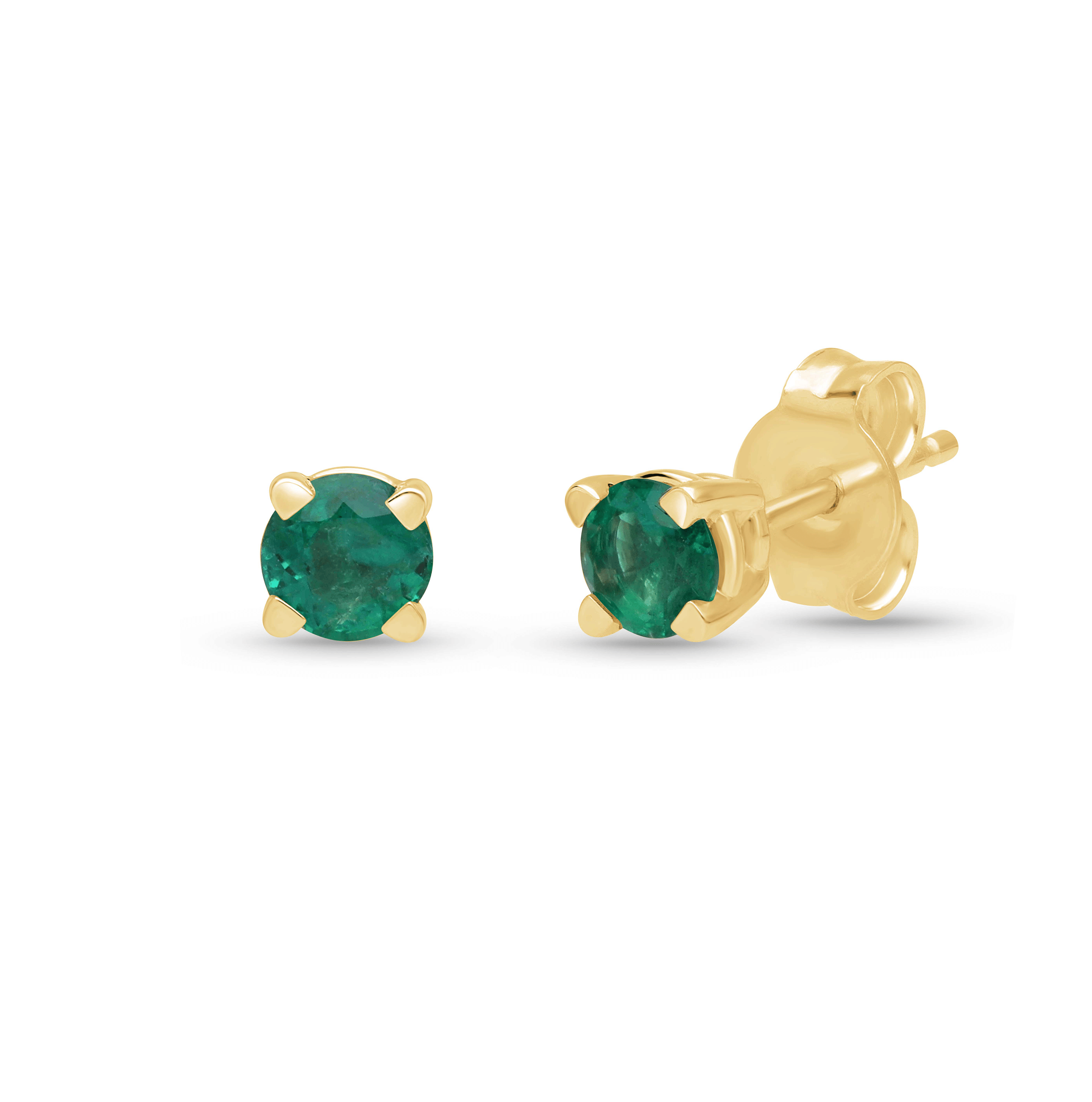 Sabel Collection Yellow Gold Emerald Stud Earrings