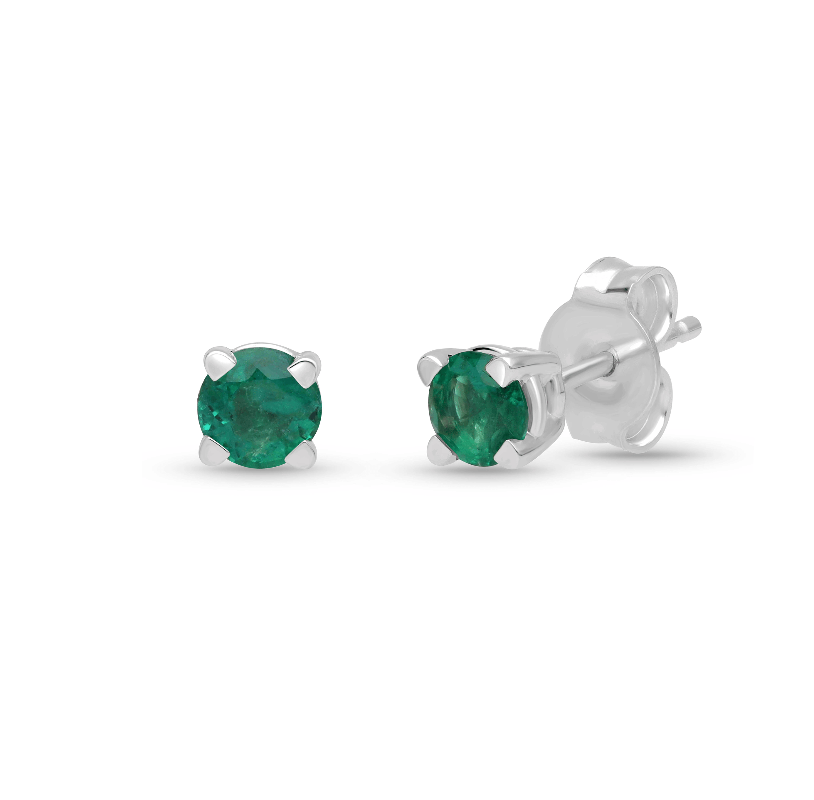 Sabel Collection White Gold Emerald Stud Earrings