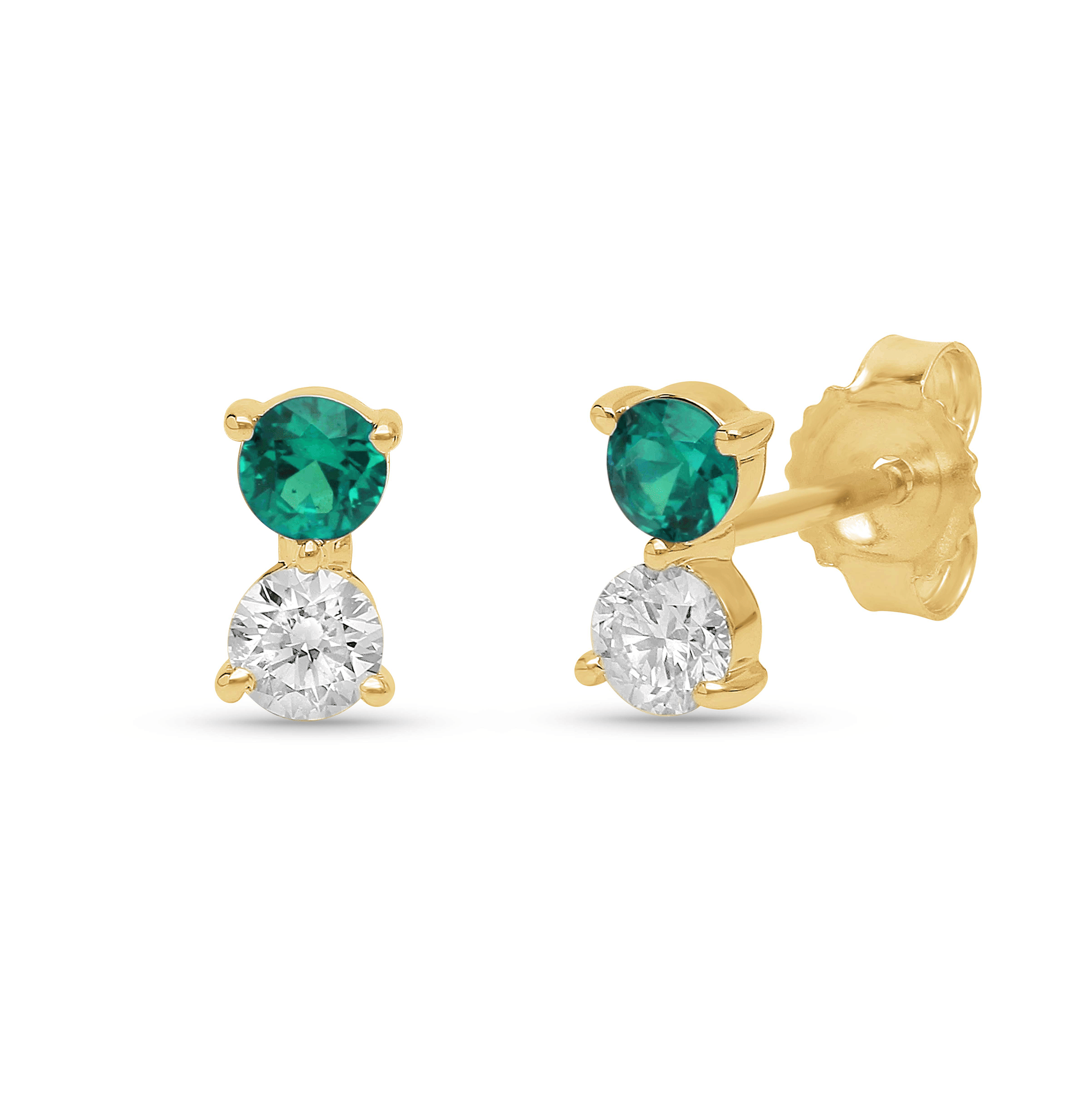 Sabel Collection Yellow Gold Emerald and Diamond Drop Earrings
