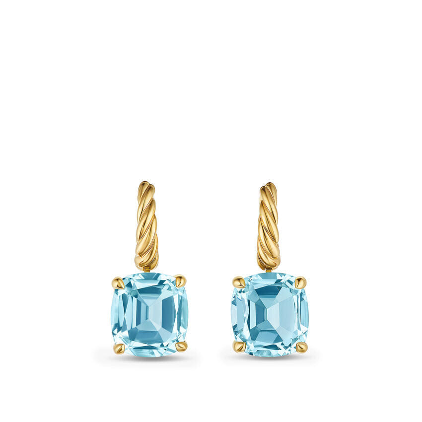 David Yurman Marbella Drop Earrings in 18K Yellow Gold with Sky Blue Topaz, 25mm