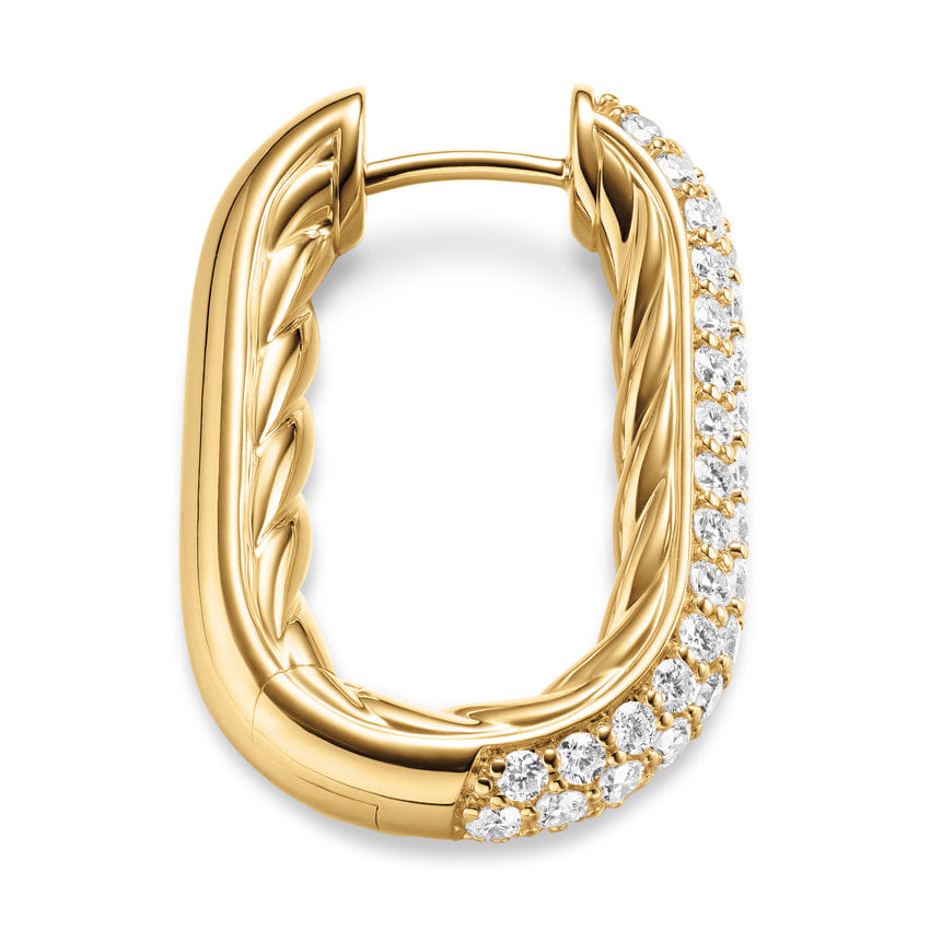 David Yurman DY Madison Smooth Hoop Earrings in 18K Yellow Gold with Diamonds, 24.3mm