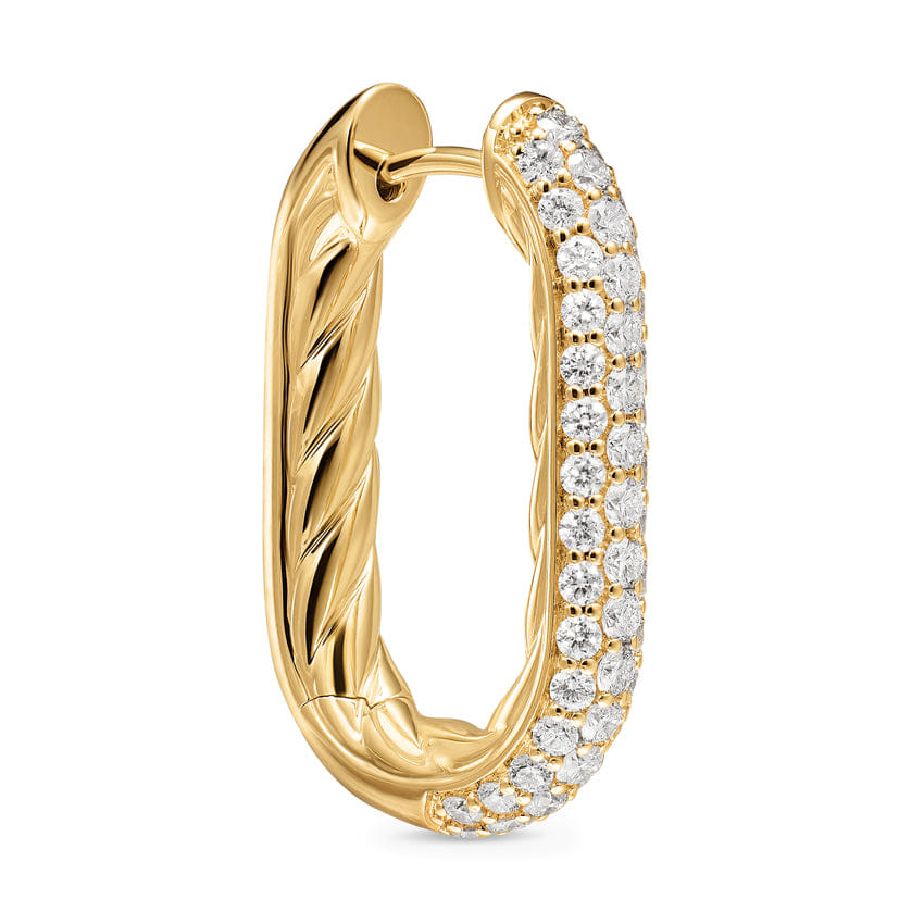David Yurman DY Madison Smooth Hoop Earrings in 18K Yellow Gold with Diamonds, 24.3mm