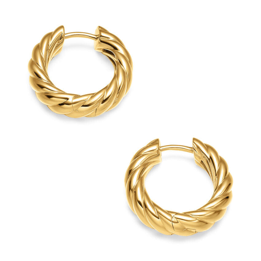 David Yurman Sculpted Cable Hoop Earrings in 18K Yellow Gold, 18.6mm