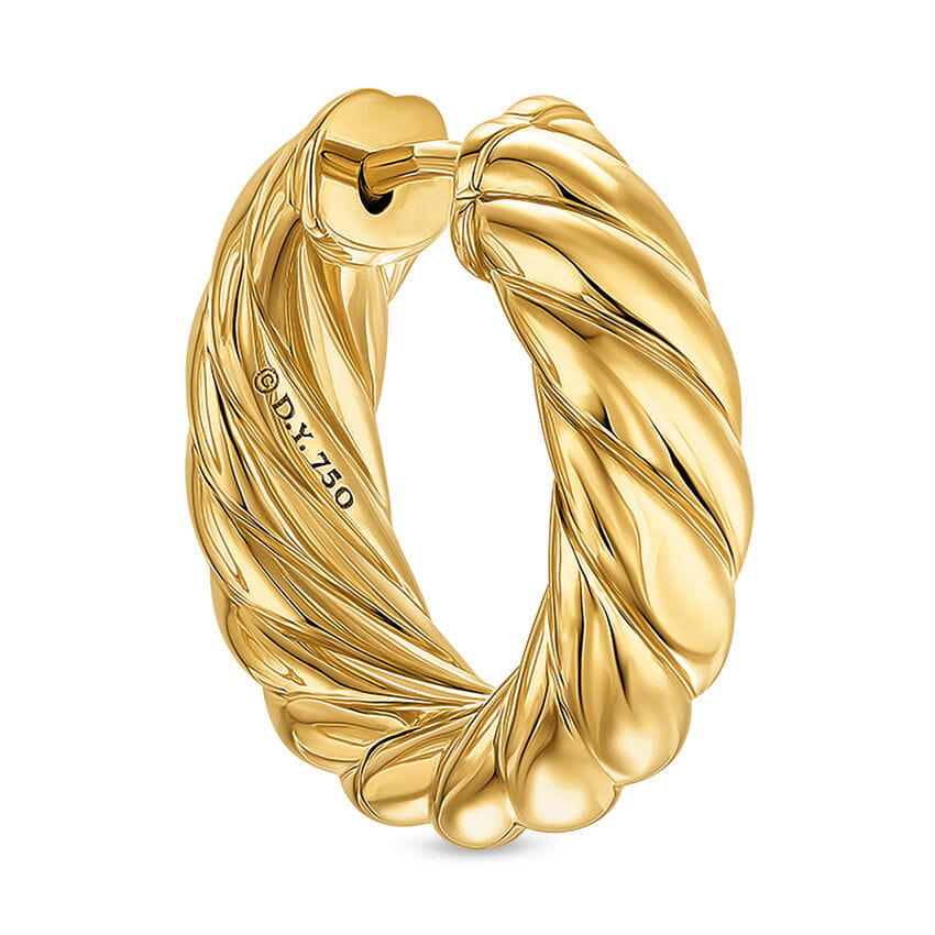 David Yurman Sculpted Cable Hoop Earrings in 18K Yellow Gold, 18.6mm
