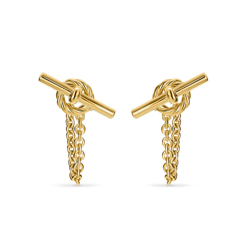 David Yurman DY Mercer Petite Toggle Chain Stud Earrings in 18K Yellow Gold, 38.2mm