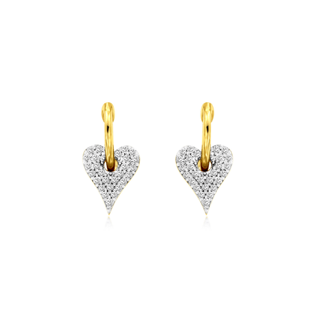 Sabel Collection Yellow Gold Pavé Diamond Heart Drop Earrings