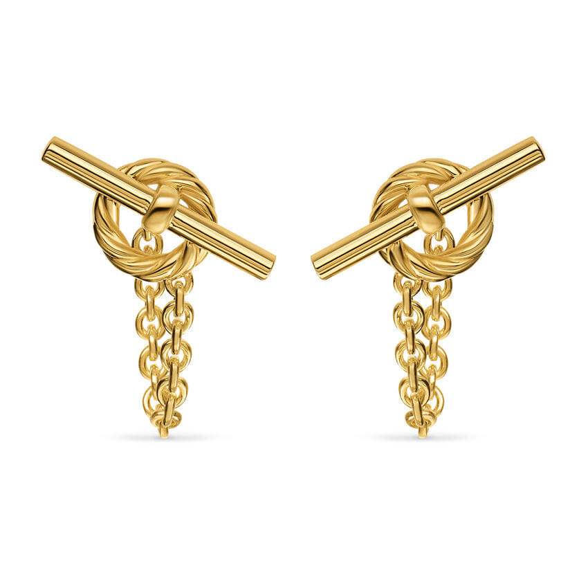 David Yurman DY Mercer Bold Toggle Chain Stud Earrings in 18K Yellow Gold, 50.4mm