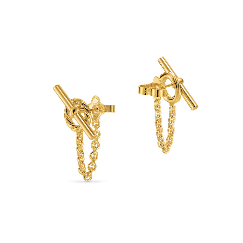 David Yurman DY Mercer Bold Toggle Chain Stud Earrings in 18K Yellow Gold, 50.4mm