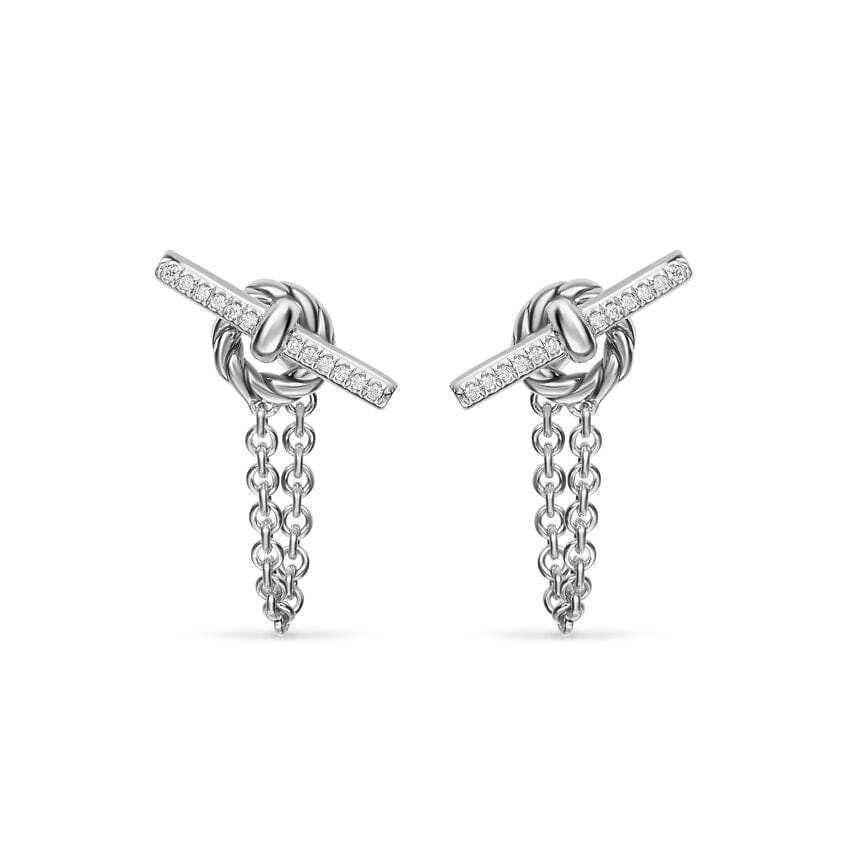 David Yurman DY Mercer Petite Toggle Chain Stud Earrings in Sterling Silver with Diamonds, 38.2mm