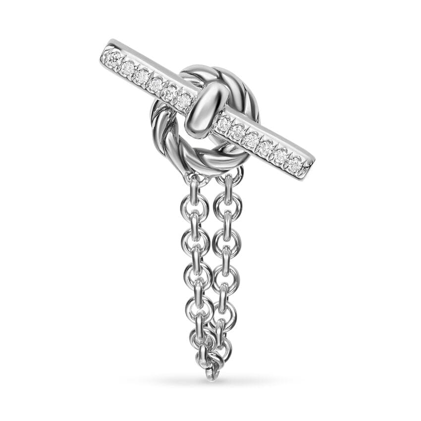 David Yurman DY Mercer Petite Toggle Chain Stud Earrings in Sterling Silver with Diamonds, 38.2mm