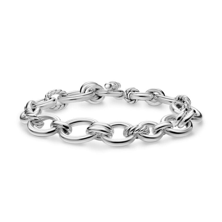 David Yurman DY Mercer Chain Bracelet in Sterling Silver with Diamonds, 8mm, Size Medium