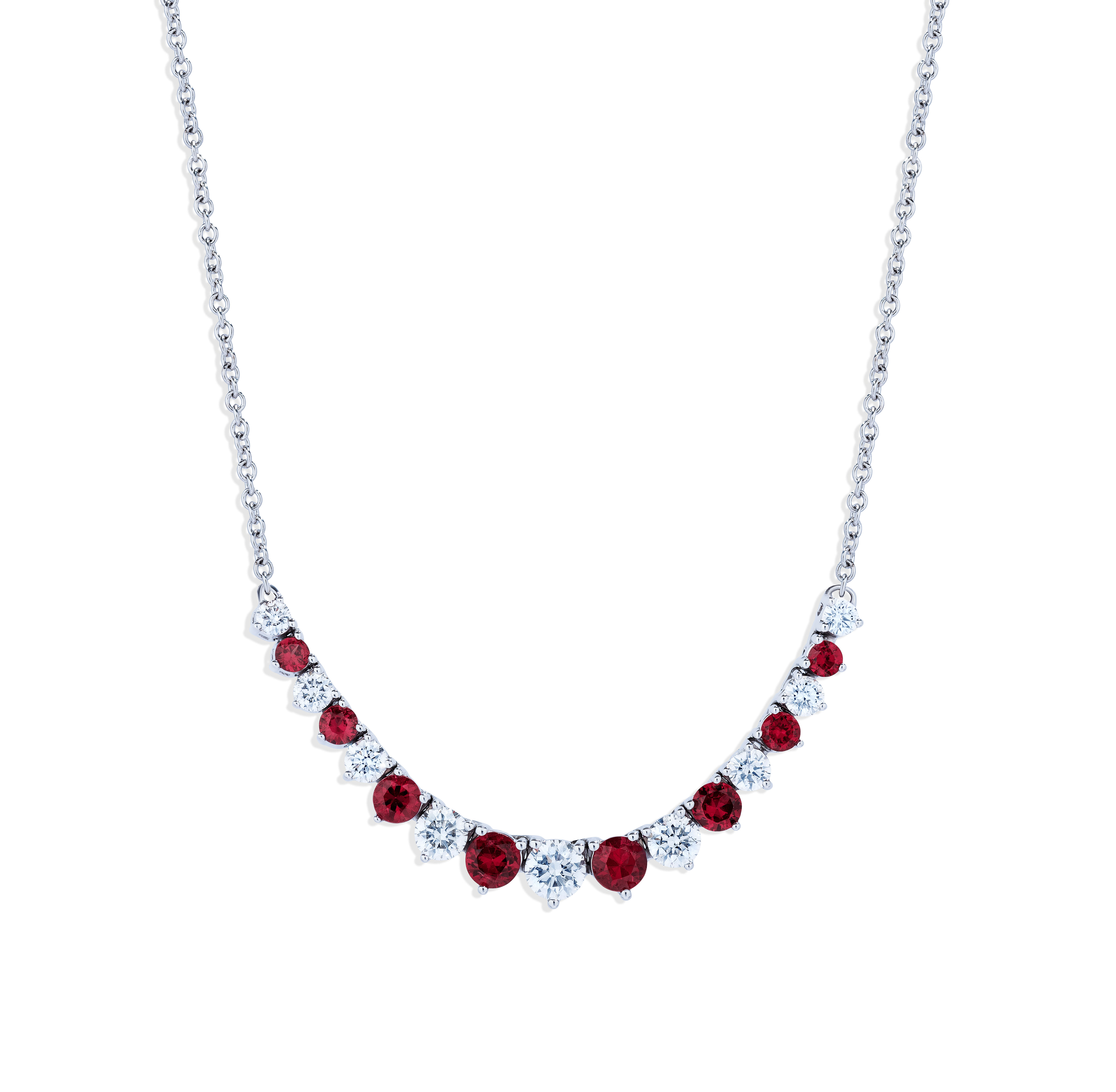 Sabel Collection White Gold Ruby and Diamond Flexible Bar Necklace