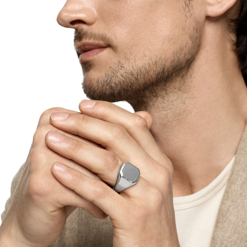 David Yurman Streamline Signet Ring in Sterling Silver, 18mm, Size 10
