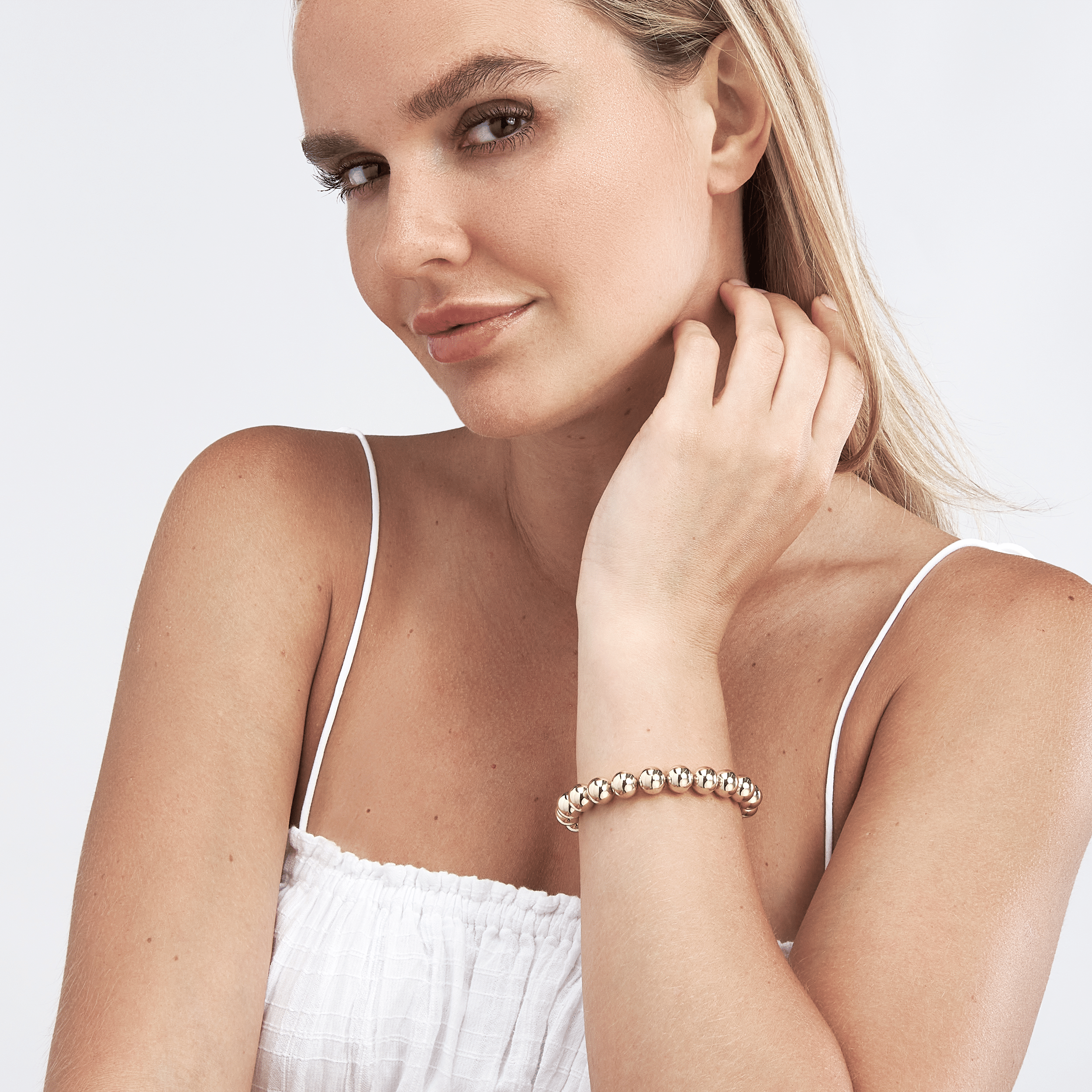 Sabel Collection Yellow Gold Bead Bracelet, 10mm