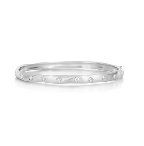 Sabel Collection White Gold Scattered Diamond Bangle