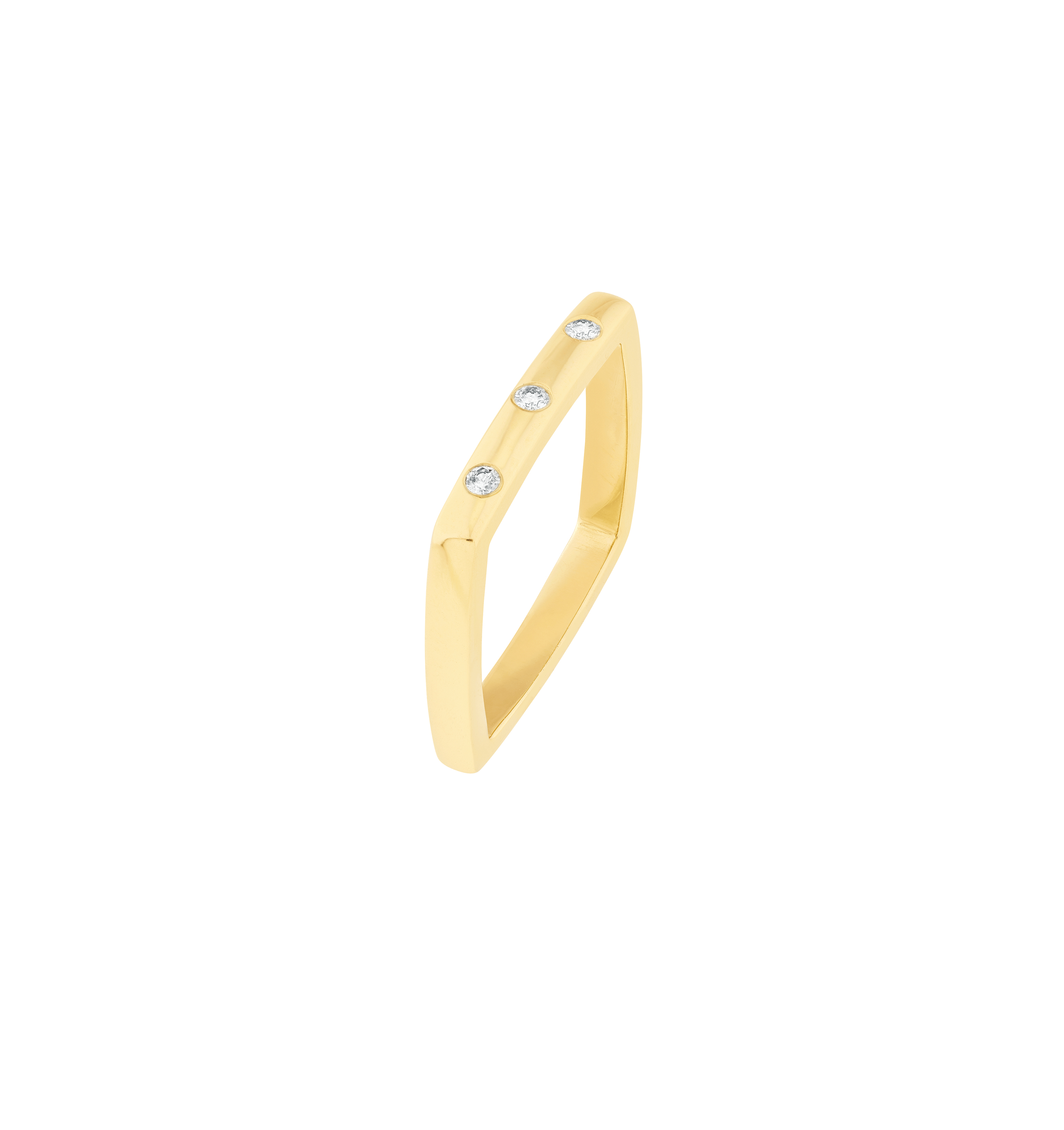 Sabel Collection Yellow Gold Diamond Squircle Ring