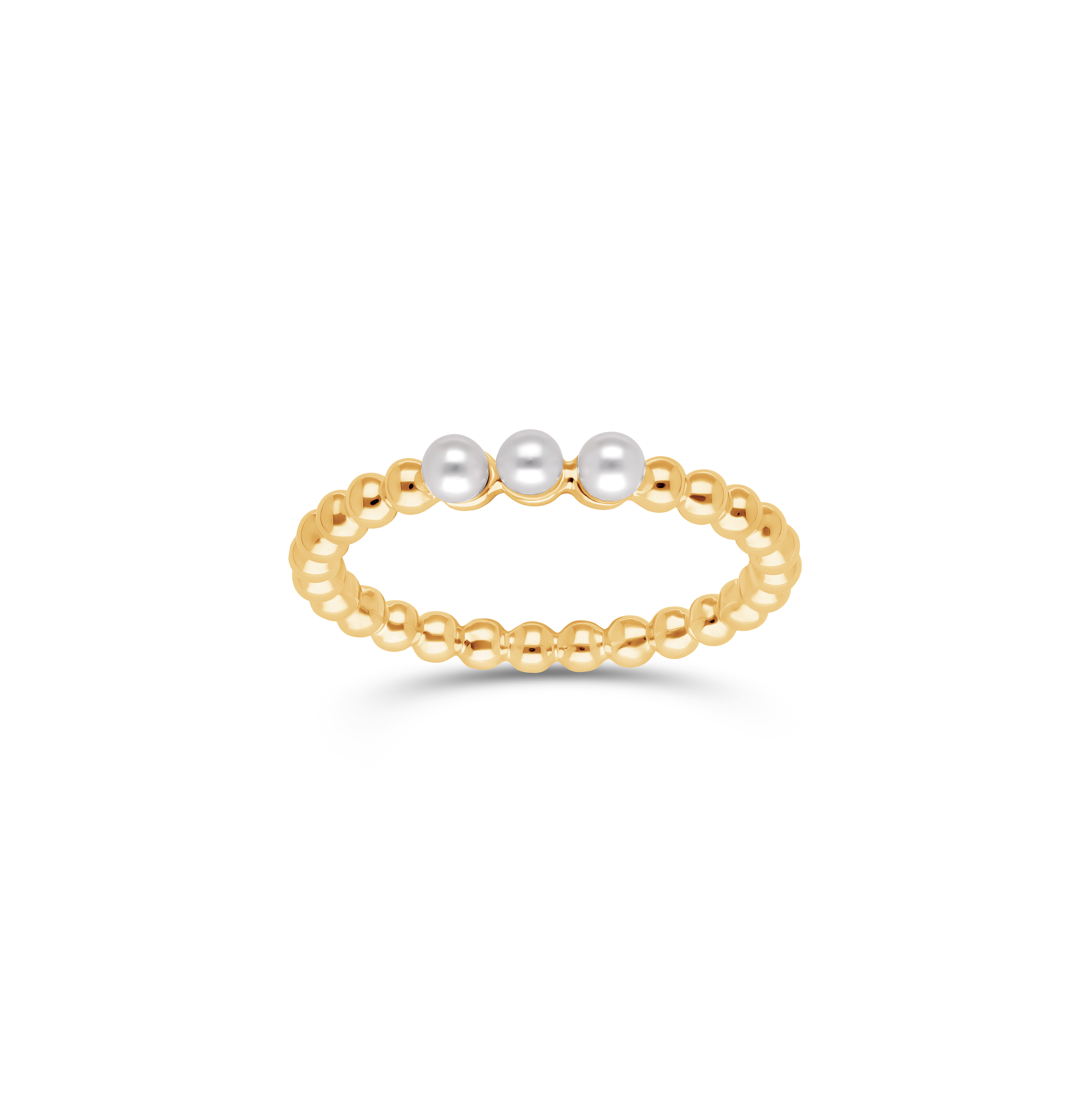 Sabel Collection Yellow Gold Beaded Pearl Ring