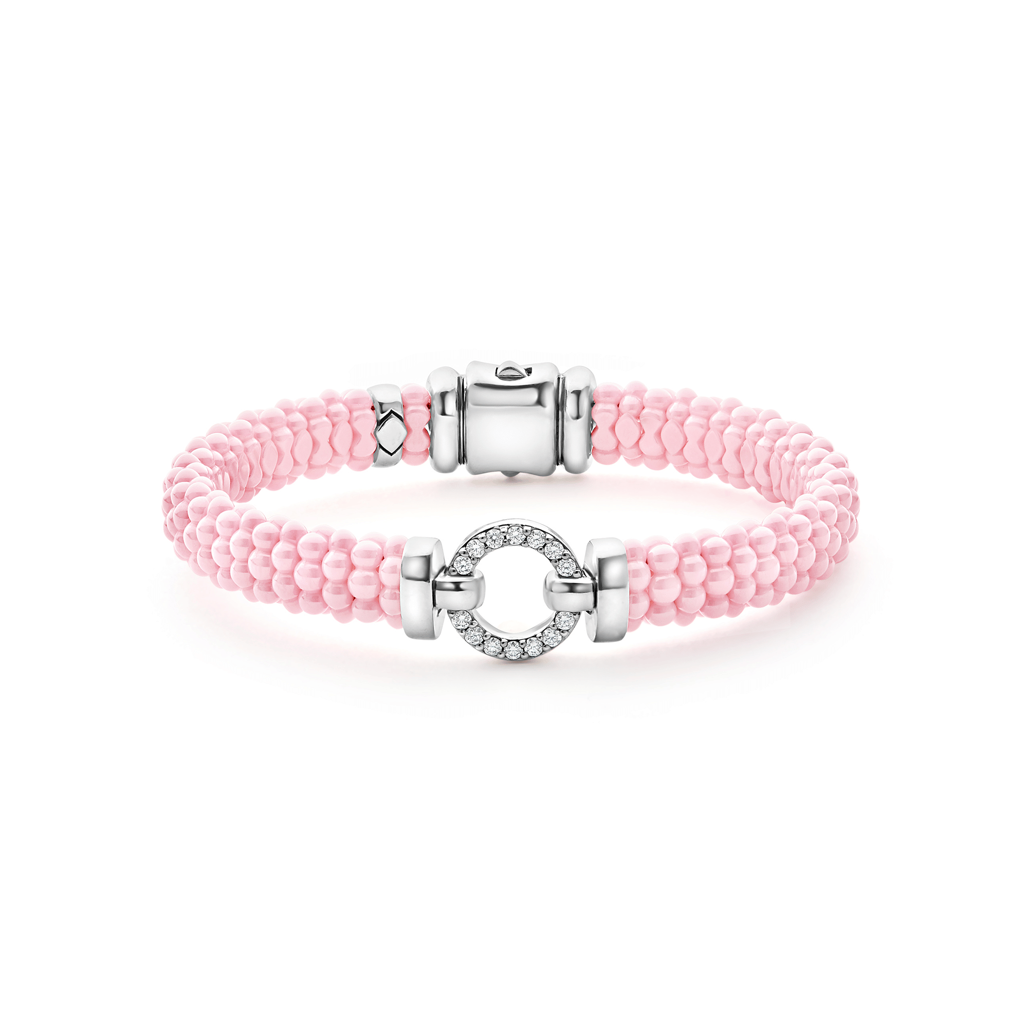 LAGOS Pink Caviar Pink Ceramic Diamond Circle Bracelet