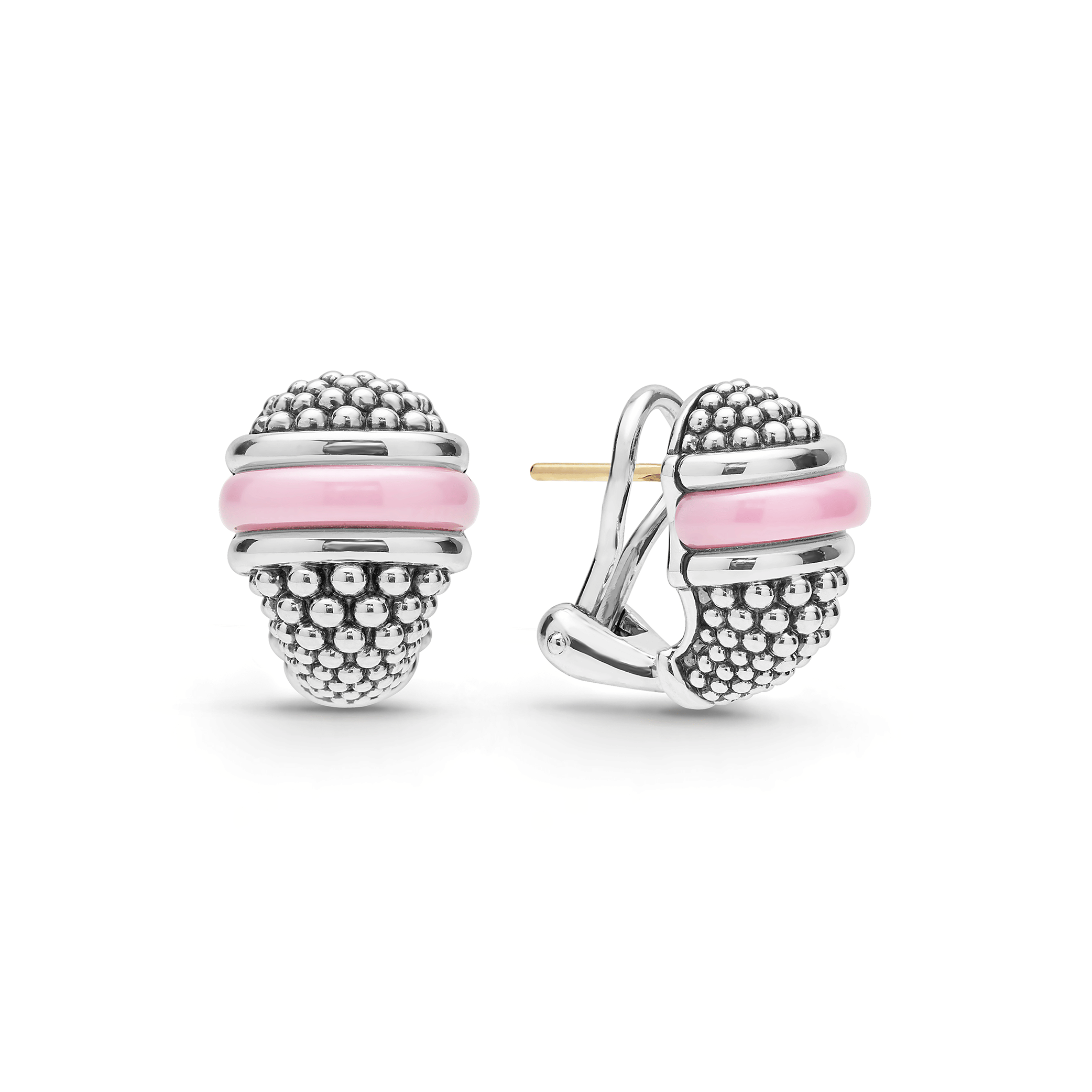 LAGOS Pink Caviar Ceramic Caviar Omega Clip Earrings