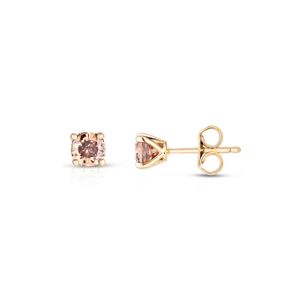 Sabel Collection Yellow Gold Fancy Light Brown Diamond Stud Earrings