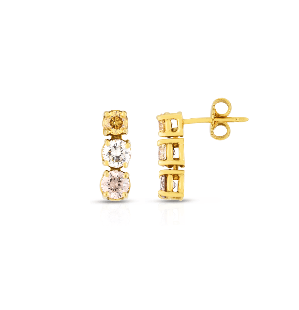 Sabel Collection Yellow Gold Fancy Diamond Drop Earrings