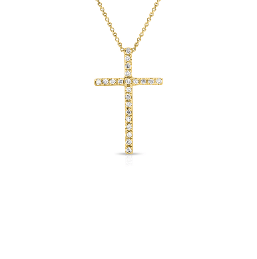 Sabel Collection Yellow Gold Cross Necklace with Diamonds