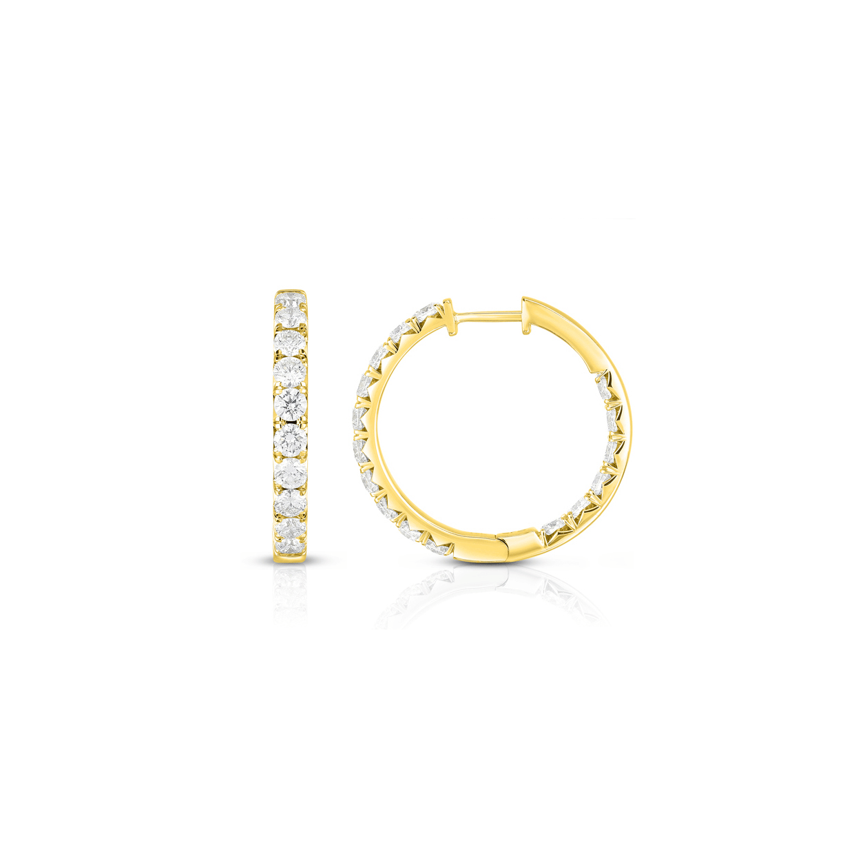 Sabel Collection Yellow Gold Diamond Hoop Earrings