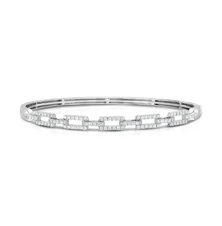 Sabel Collection White Gold Halfway Diamond Link Bangle