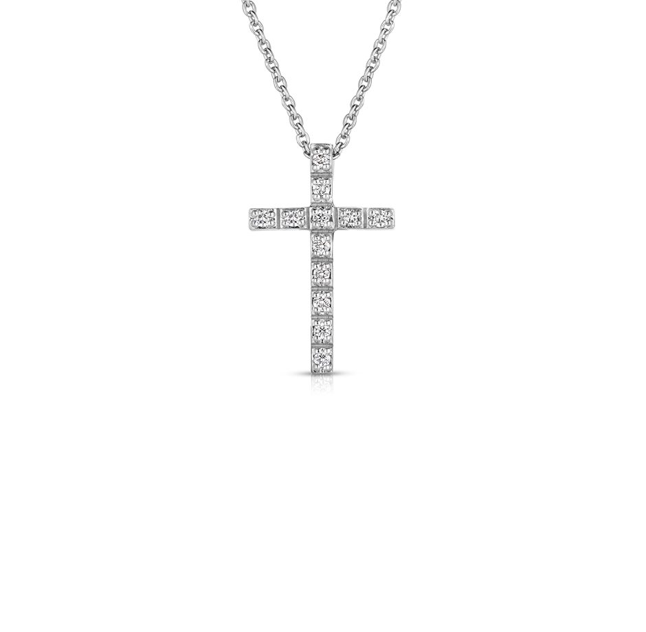 Sabel Collection White Gold Diamond Cross Necklace, 18"