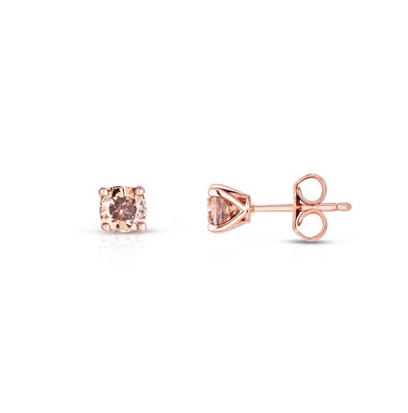 Sabel Collection Rose Gold Natural Brown Diamond Stud Earrings