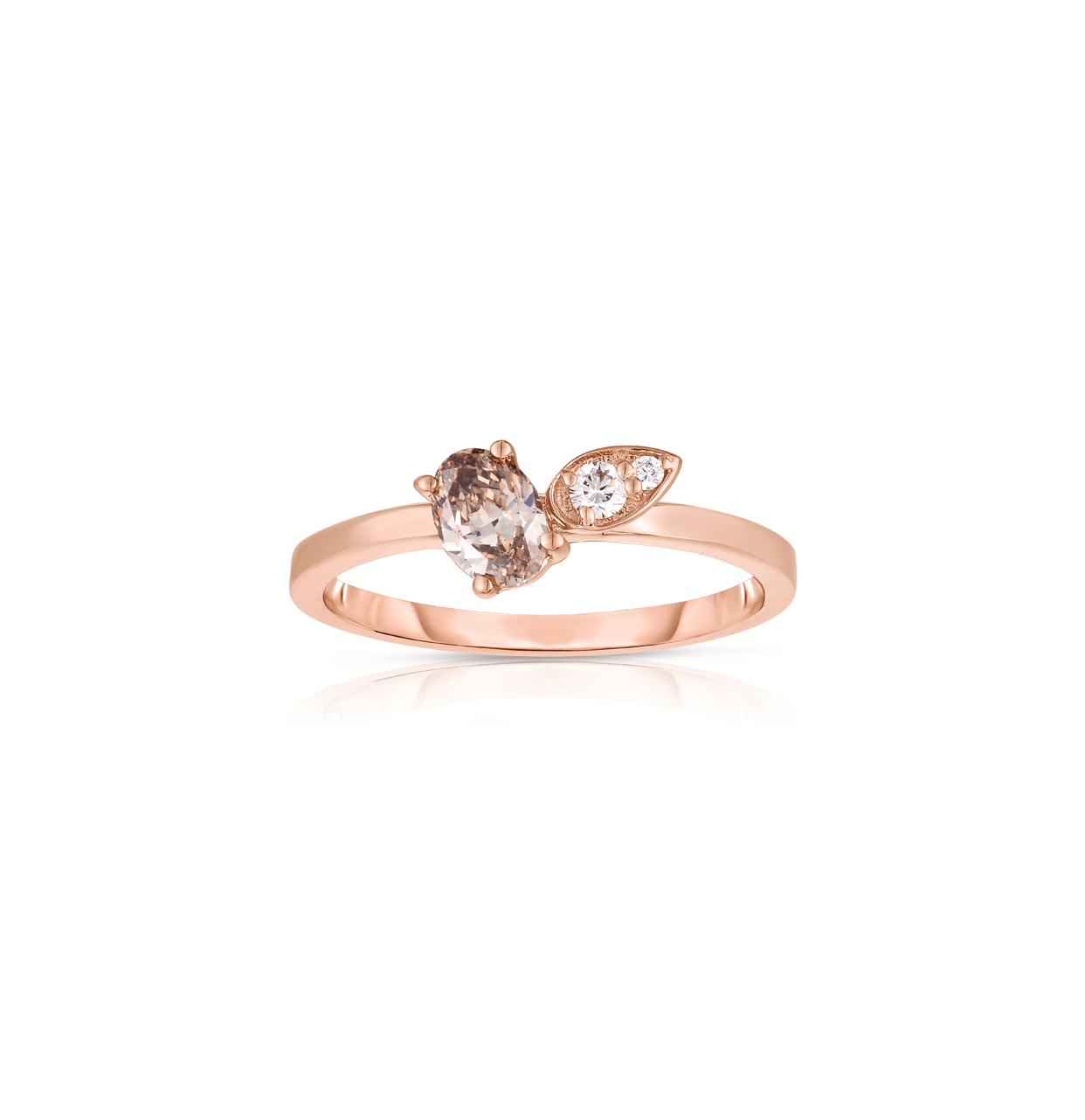 Sabel Collection Rose Gold Diamond Leaf Ring