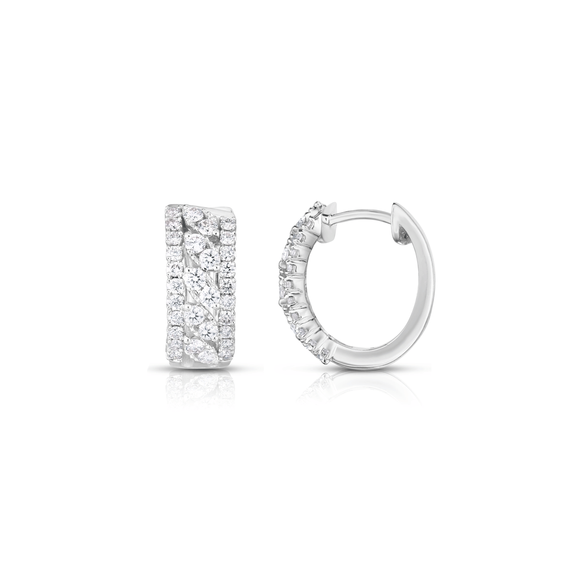 Sabel Collection White Gold Pavé Diamond Hoop Earrings