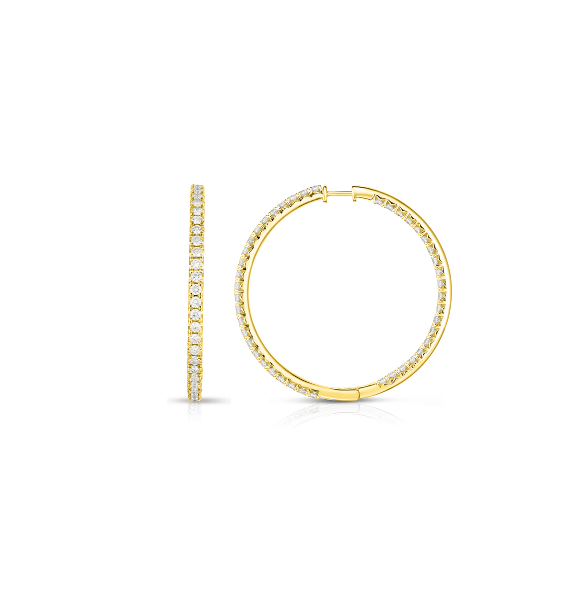 Sabel Collection Yellow Gold Inside Out Round Diamond Hoop Earrings