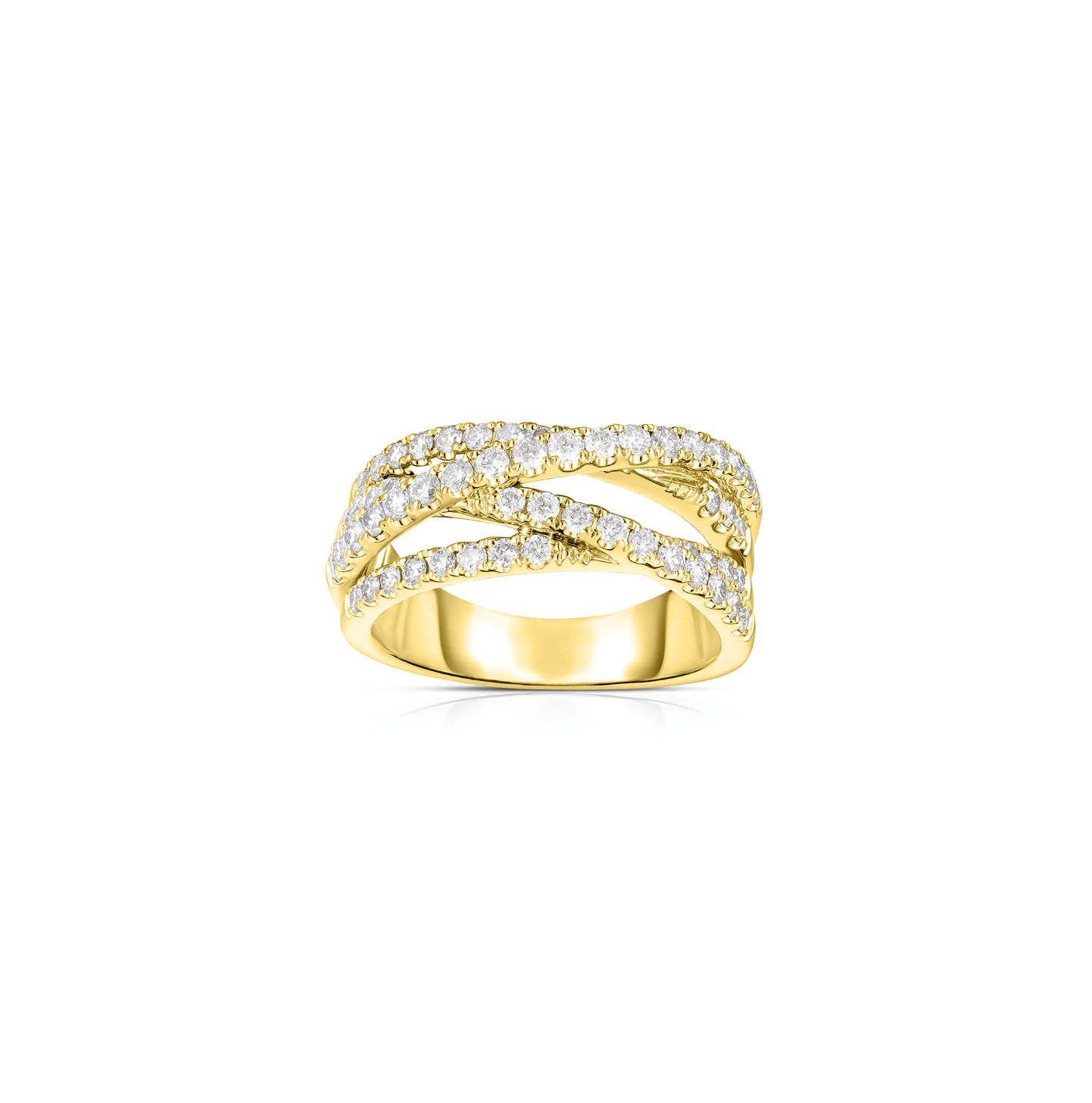 Sabel Collection Yellow Gold Diamond Crossover Ring