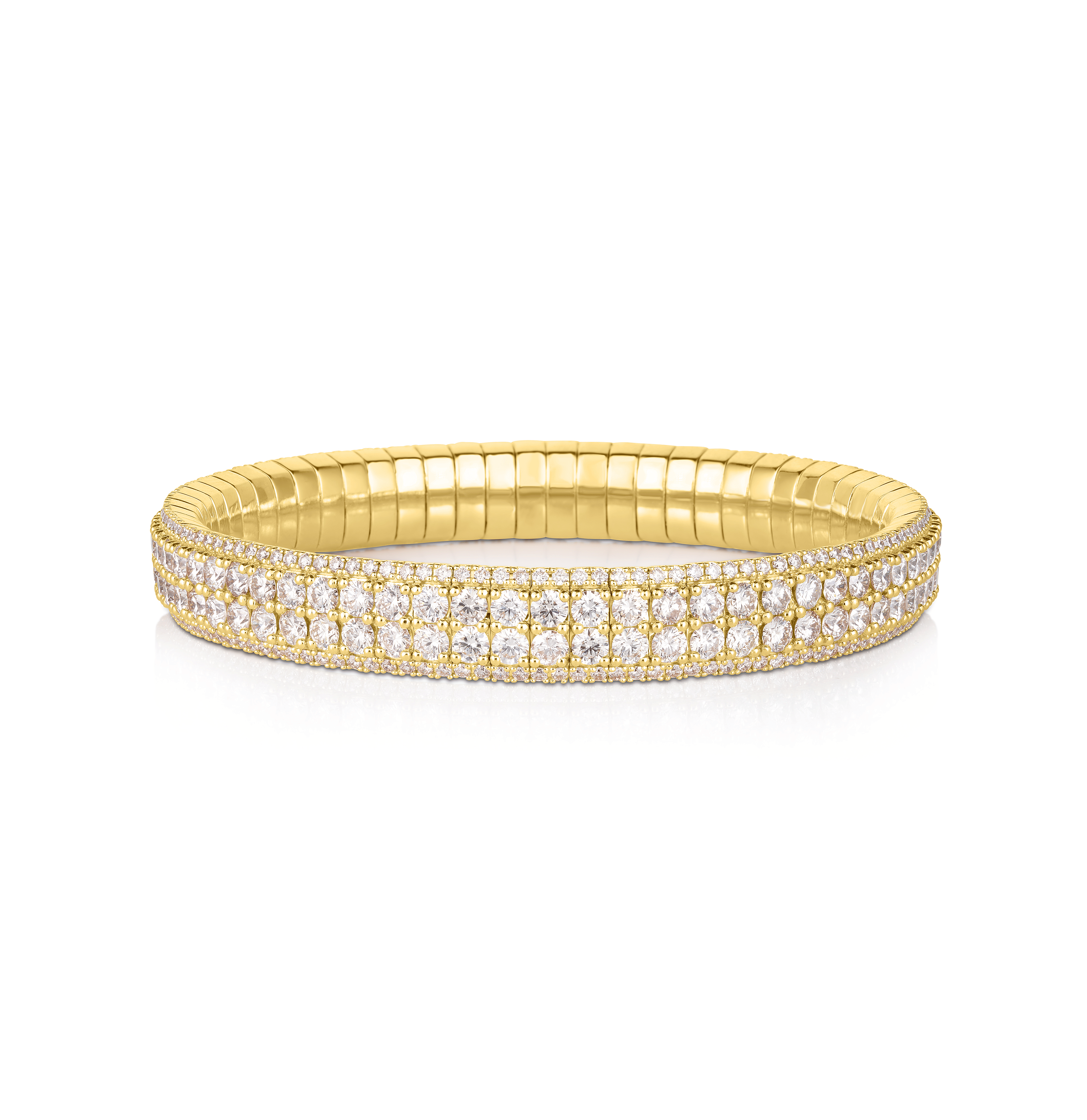Sabel Collection Yellow Gold Four Row Diamond Bangle