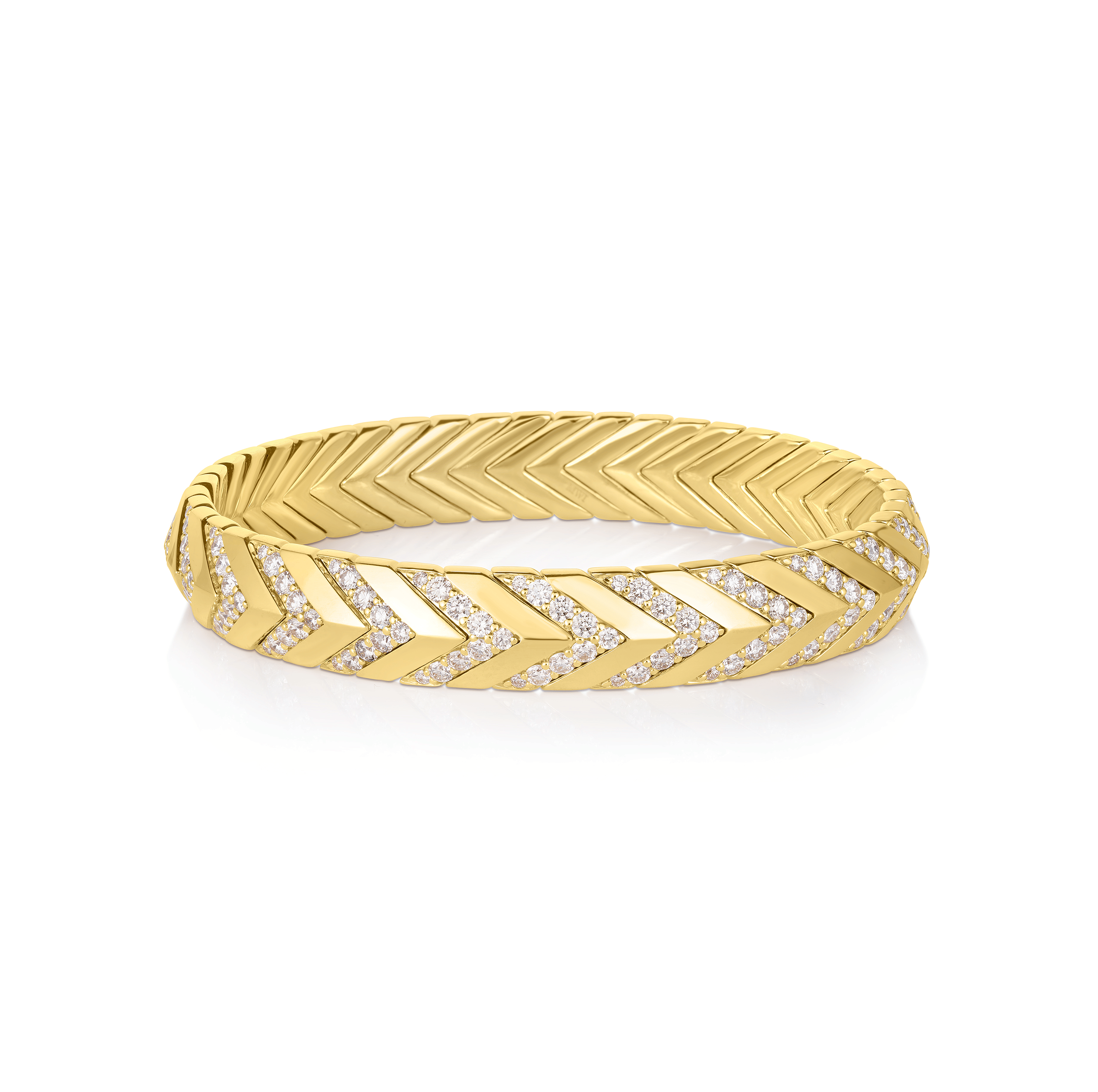 Sabel Collection Yellow Gold Diamond Chevron Stretch Bangle