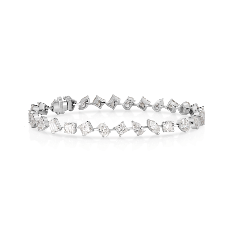 Sabel Collection White Gold Multi-Shape Diamond Station Bracelet