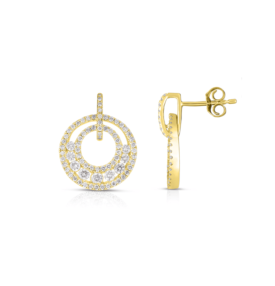 Sabel Collection Yellow Gold Diamond Circle Drop Earrings