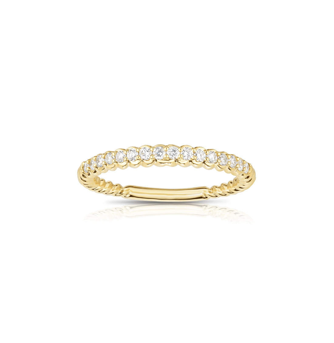 Sabel Collection Yellow Gold Cable and Diamond Stacking Ring