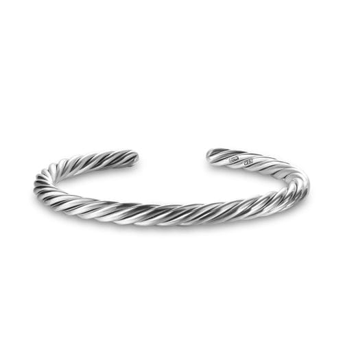 David Yurman Cable Cuff Bracelet in Sterling Silver, 6mm, Size Medium