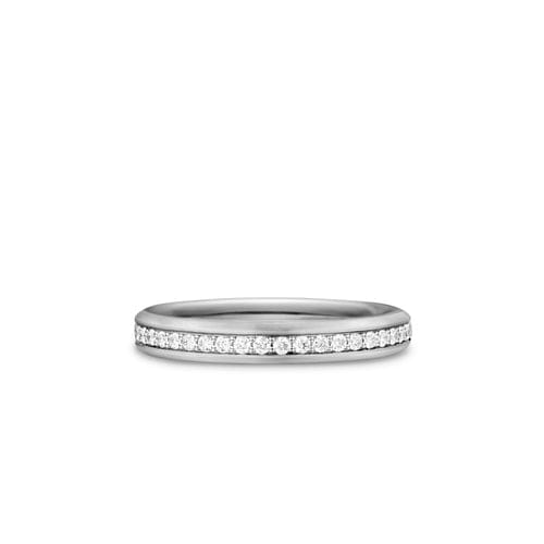 David Yurman Beveled Band Ring in 18K White Gold with Diamonds, 3.5mm, Size 10