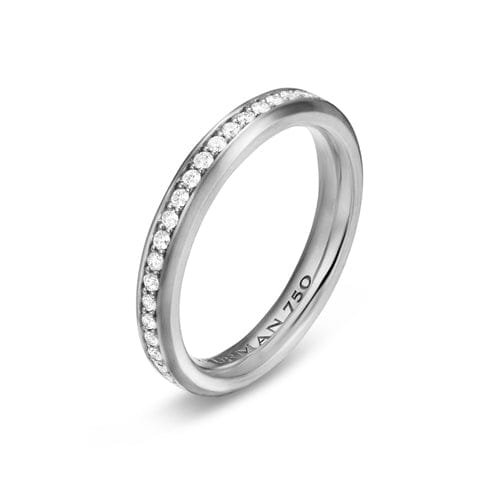 David Yurman Beveled Band Ring in 18K White Gold with Diamonds, 3.5mm, Size 10