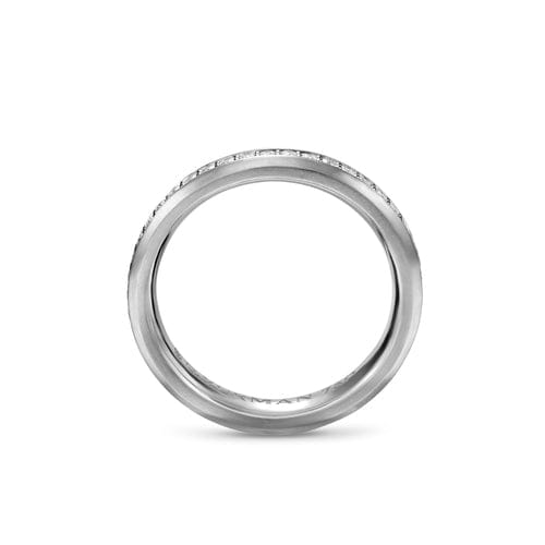 David Yurman Beveled Band Ring in 18K White Gold with Diamonds, 3.5mm, Size 10