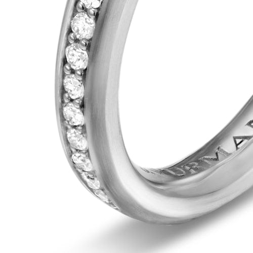 David Yurman Beveled Band Ring in 18K White Gold with Diamonds, 3.5mm, Size 10