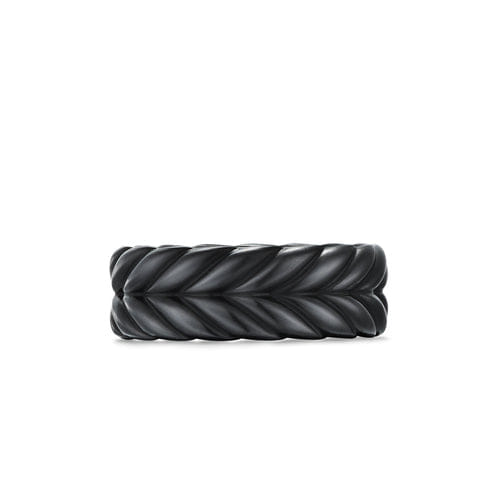 David Yurman Chevron Band Ring in Black Titanium, 9mm, Size 10